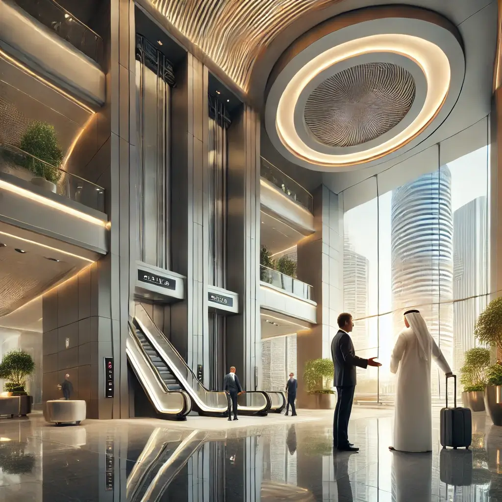 UAE-lobby-with-modern-elevators-and-escalators